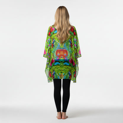 Short Caftan Dress Pink Water Lilies