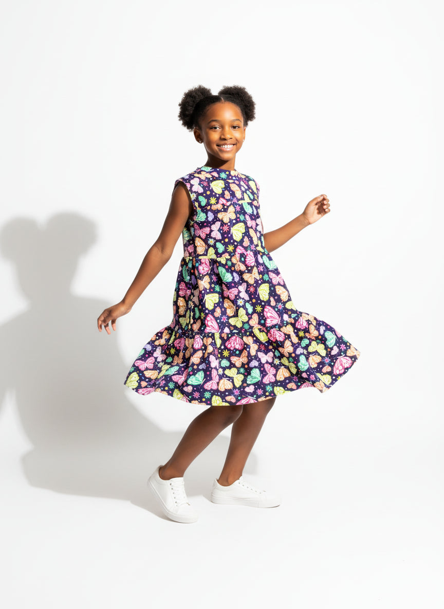 Butterflies Ruffled Dress