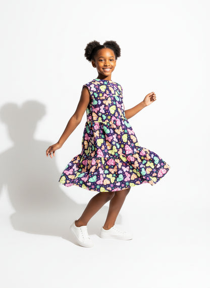 Butterflies Ruffled Dress