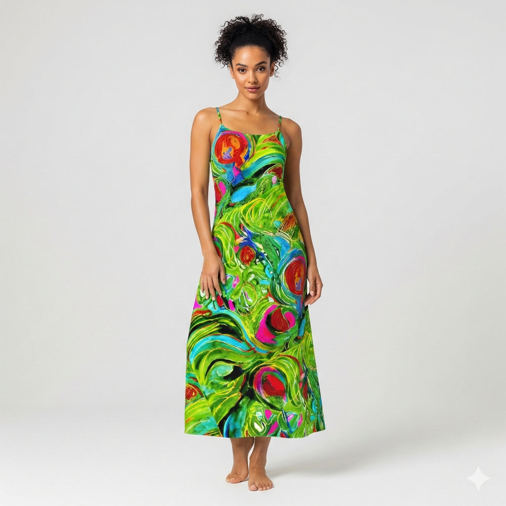 Slip Dress (non Bias) Pink Water Lilies
