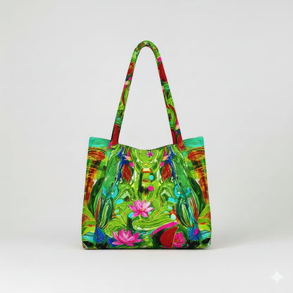 Large Tote Bag Pink Water Lilies