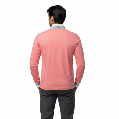 Men's Salmon Long Sleeve Rugby Shirt