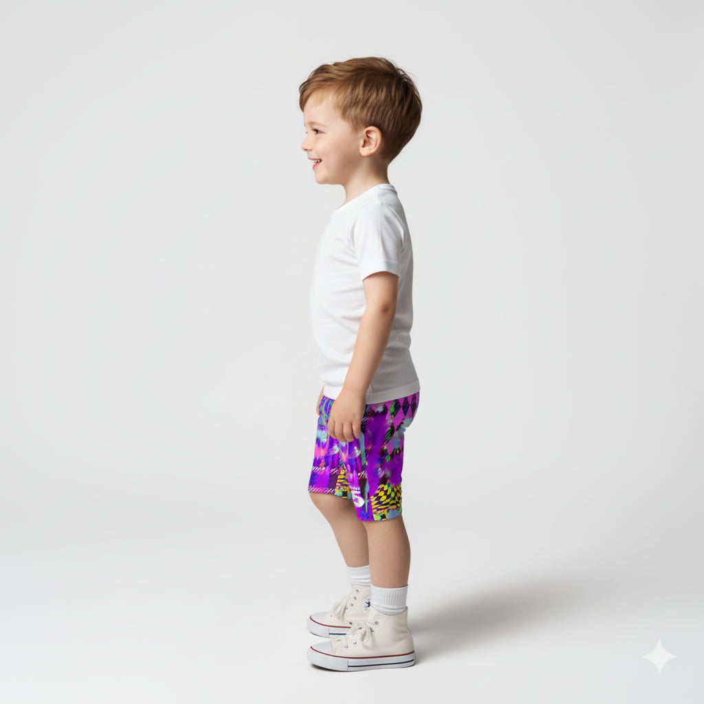 Kid's Chocolate Plaid Scribble Knit Shorts