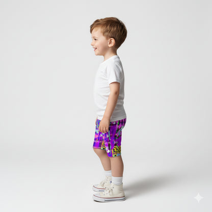 Kid's Chocolate Plaid Scribble Knit Shorts