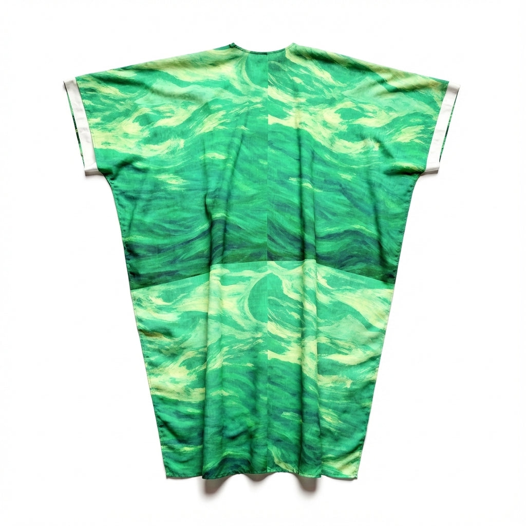 Caftan Water Arcs in Lightweight Organic Cotton Voile