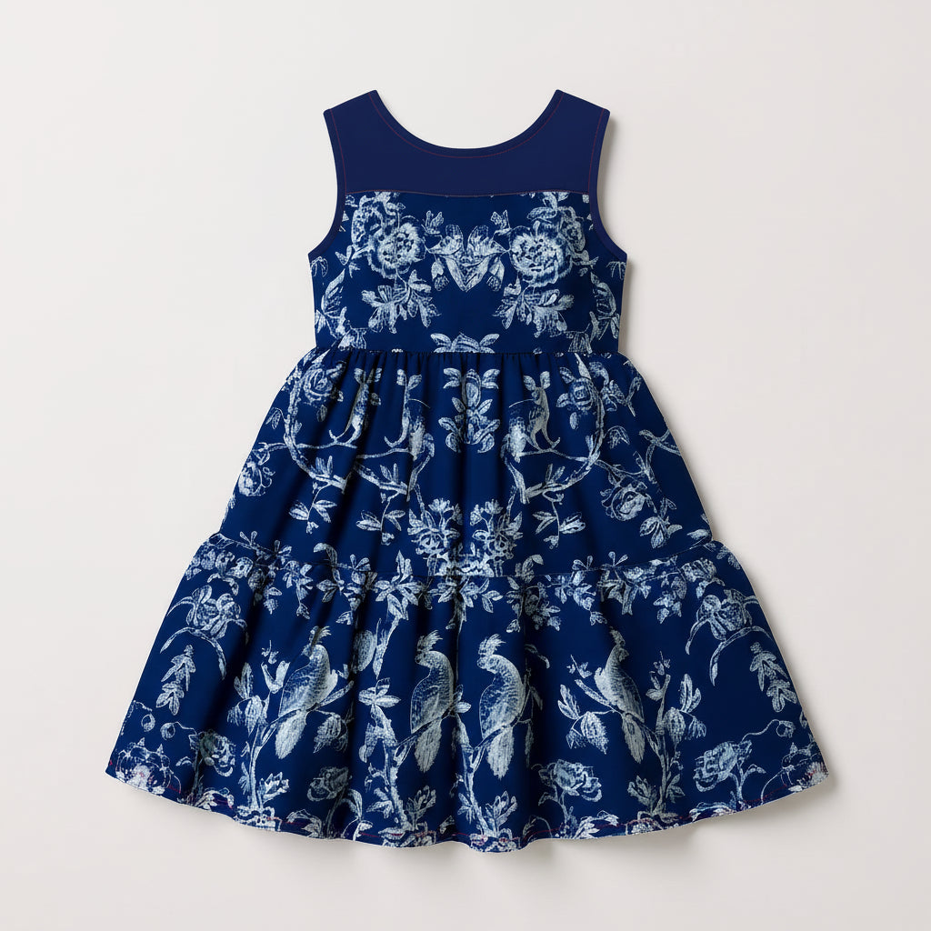 Parrot and Possum Toile Dress - In Midnight