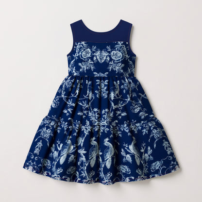 Parrot and Possum Toile Dress - In Midnight