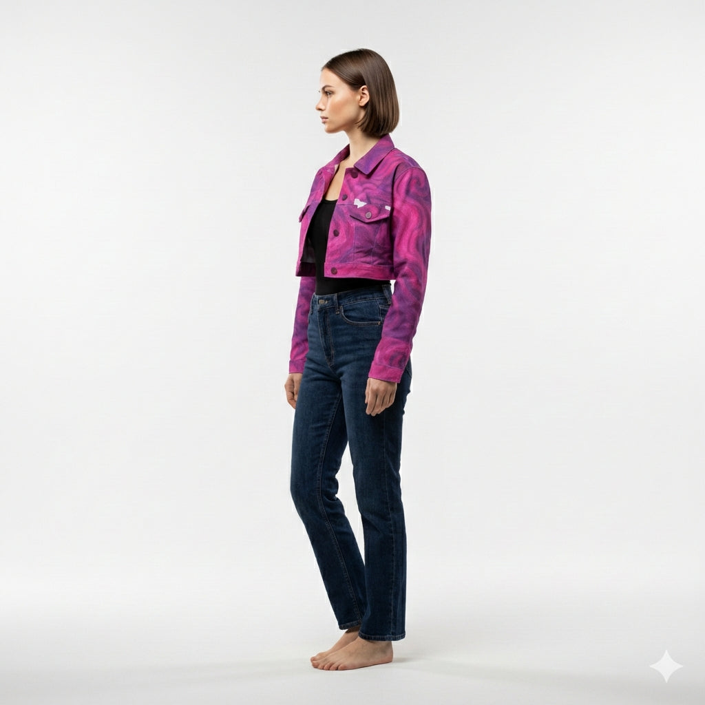 Cropped Jean Cotton Jacket Purple Storm