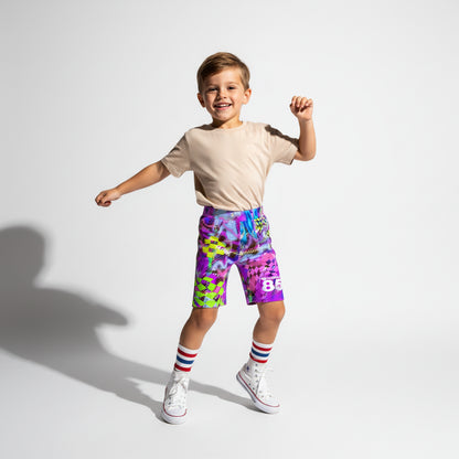 Kid's Chocolate Plaid Scribble Knit Shorts