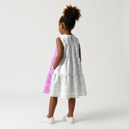 Ruffle Dress without Lining in Lightweight Cotton Poplin – Lilac Floral Speckle