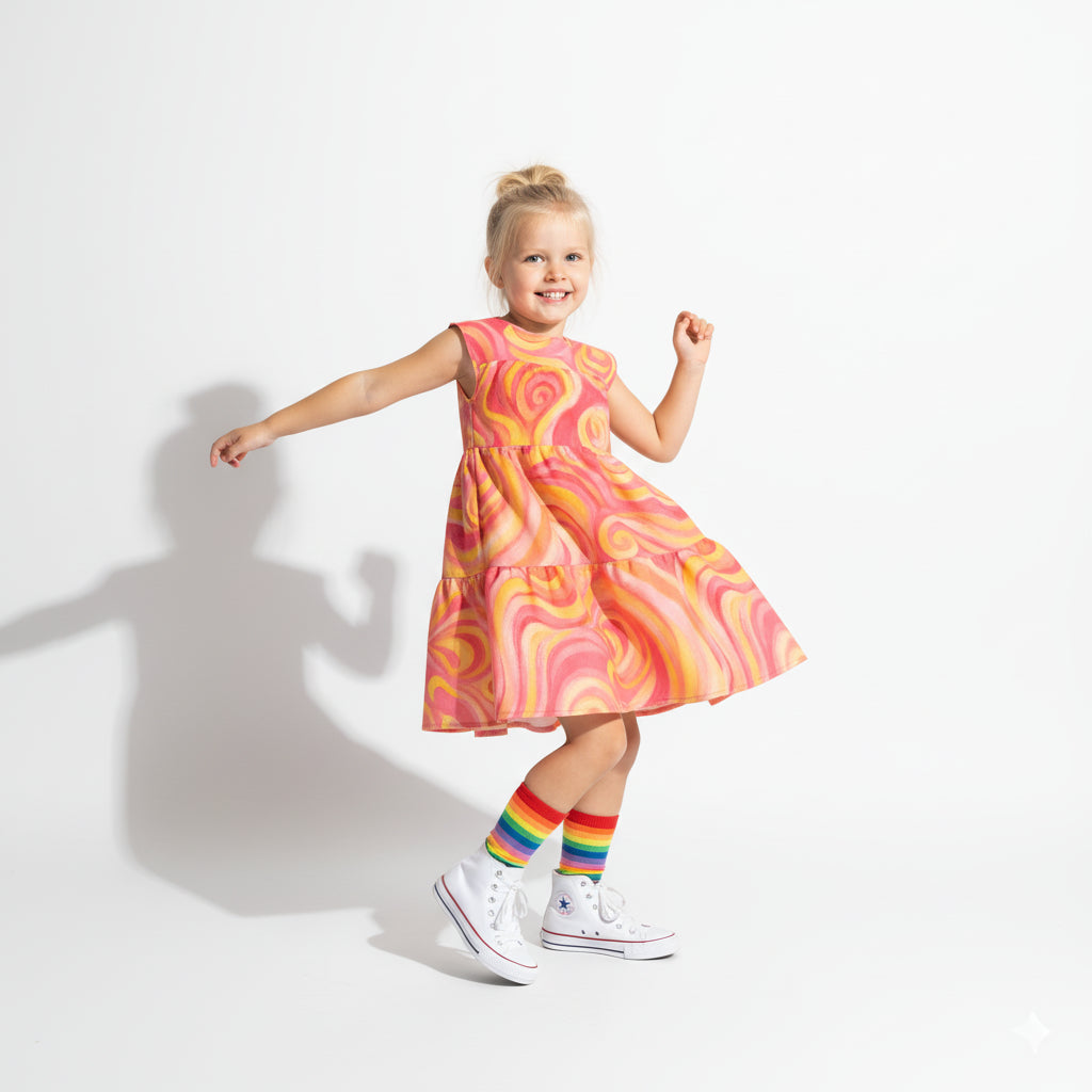 Girl's Dress Sunset Swirls