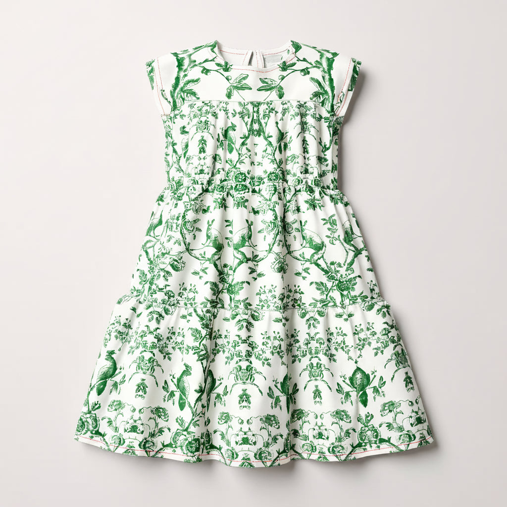 Parrot and Possum Toile Dress - In Vine