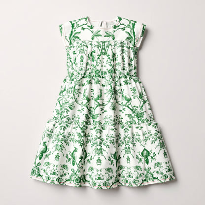 Parrot and Possum Toile Dress - In Vine