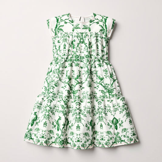 Parrot and Possum Toile Dress - In Vine
