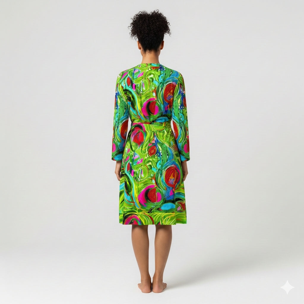 Wrap Dress Pink Water Lilies – Traditional Jersey Wrap Dress