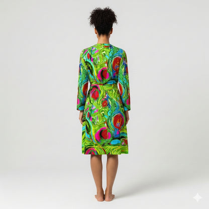 Wrap Dress Pink Water Lilies – Traditional Jersey Wrap Dress