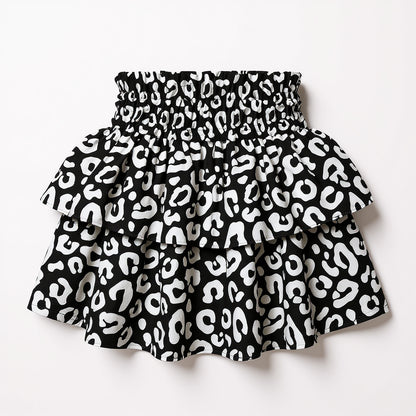 Kid's Smocked Ruffle Skirt in Black Kitty Cat Dreamer