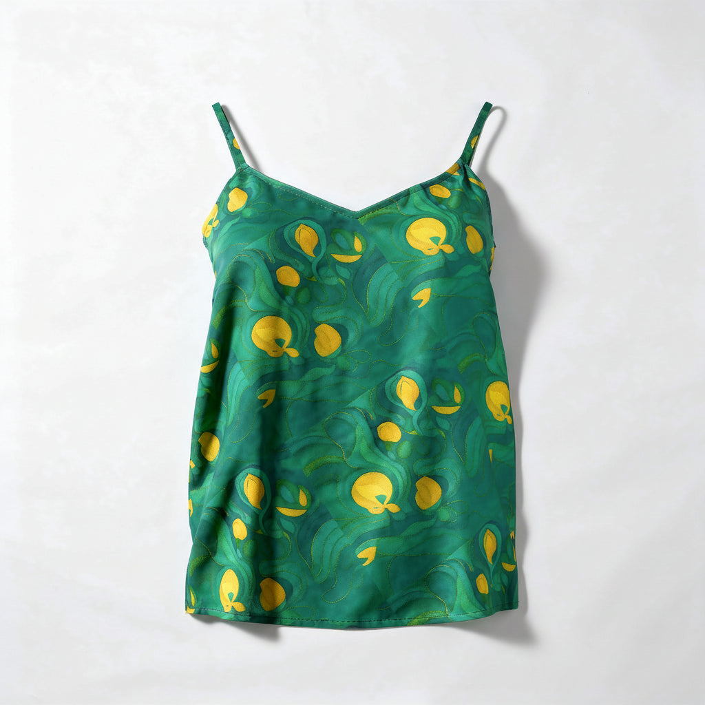 Camisole Yellow Flowers in Lightweight Organic Cotton Voile