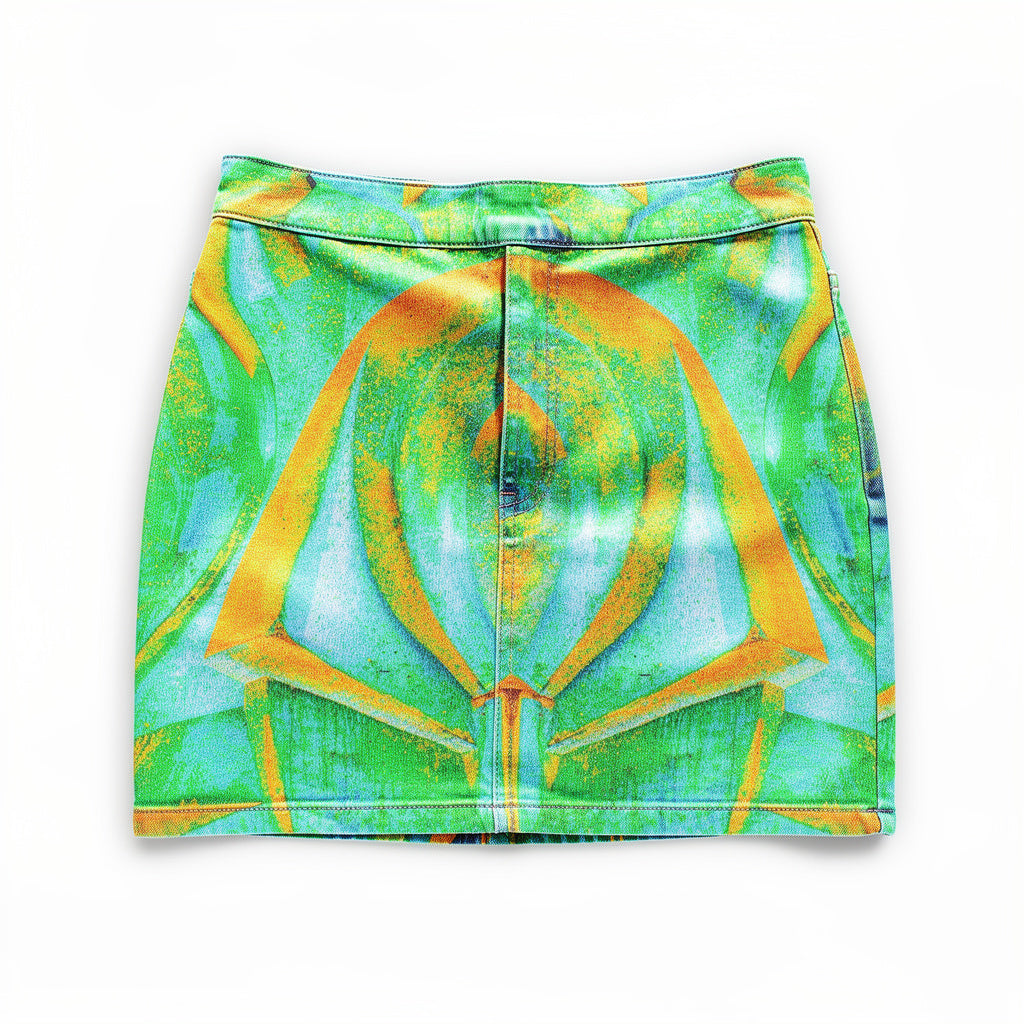 Demin Mini Skirt Palm Tree Island