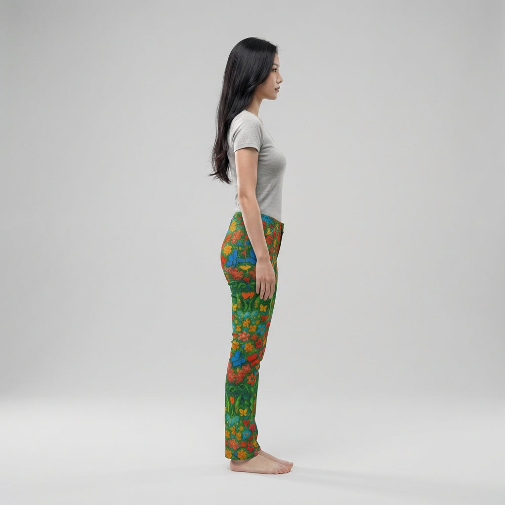 Skinny Jeans Butterfly Flowers