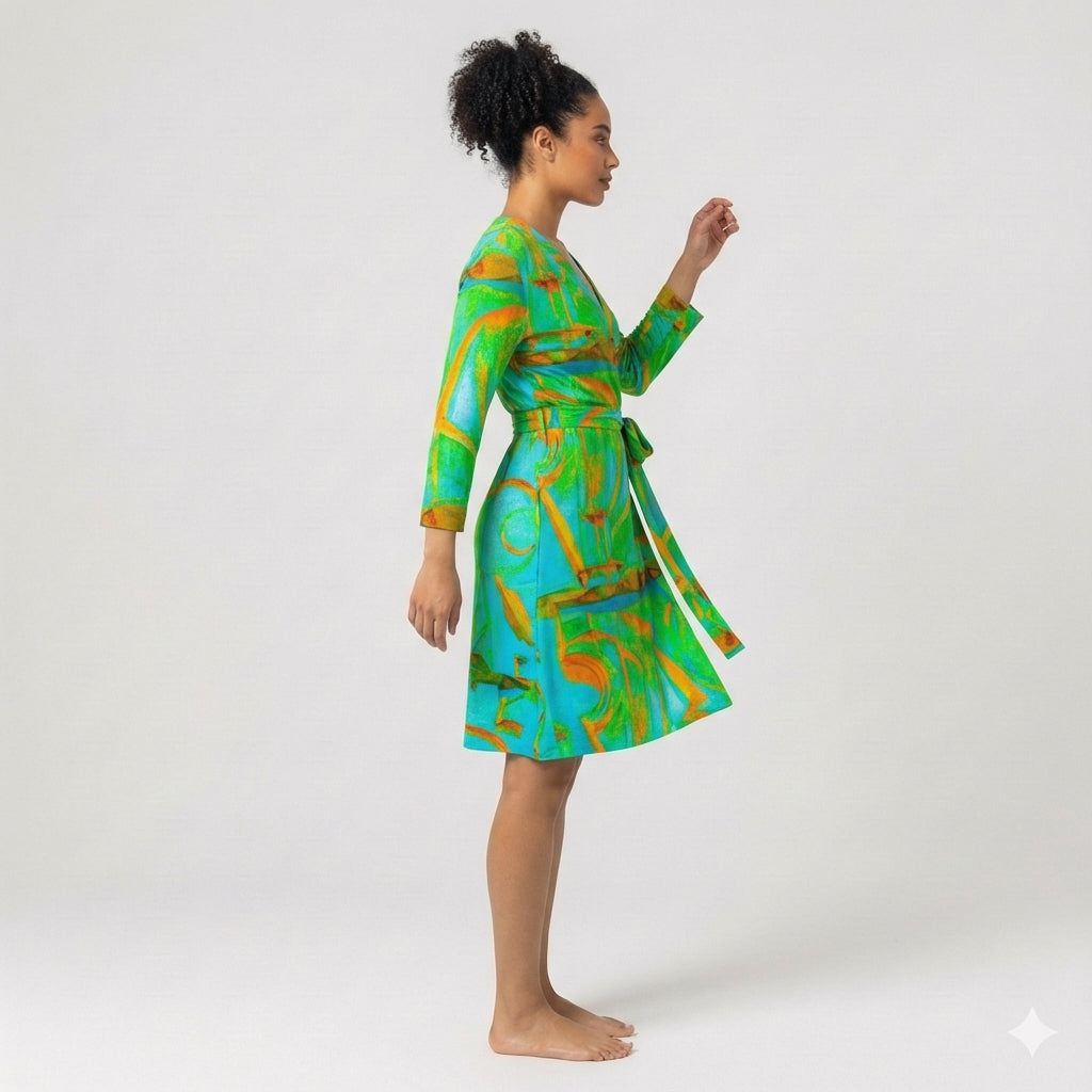 Wrap Dress Palm Tree Island – Traditional Jersey Wrap Dress