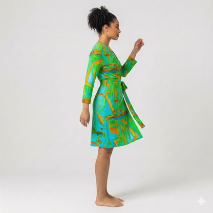 Wrap Dress Palm Tree Island – Traditional Jersey Wrap Dress