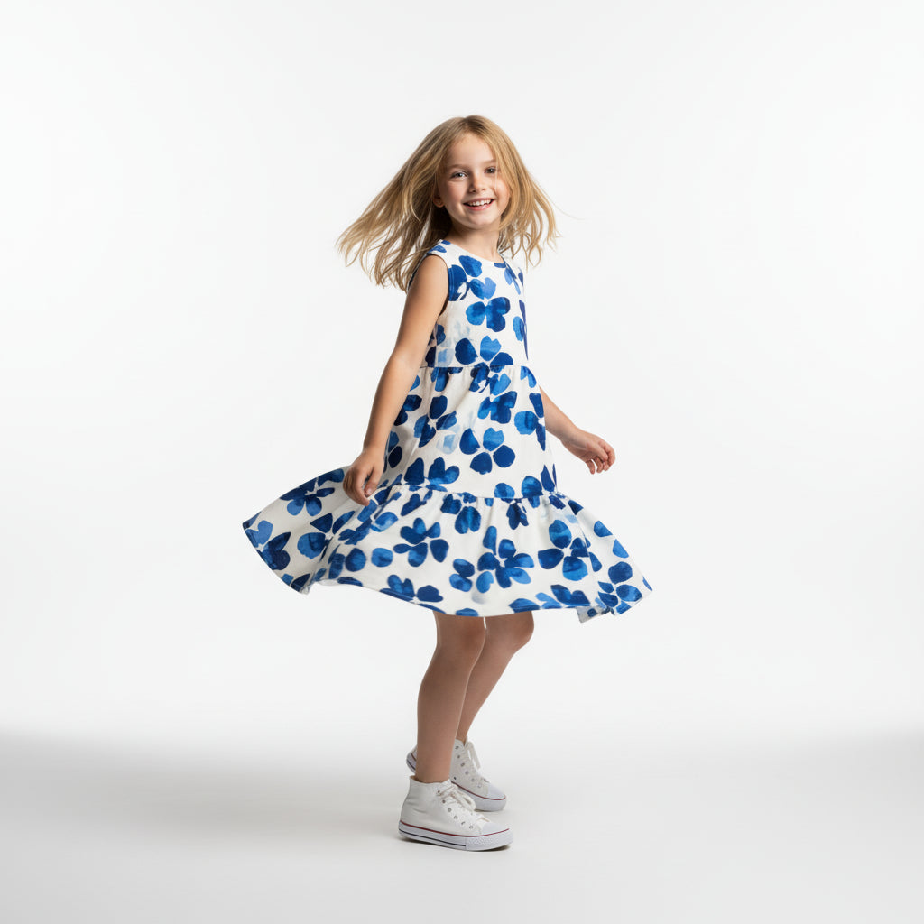 Blue Flower Girl Dress