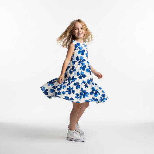 Blue Flower Girl Dress