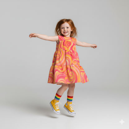 Girl's Dress Sunset Swirls