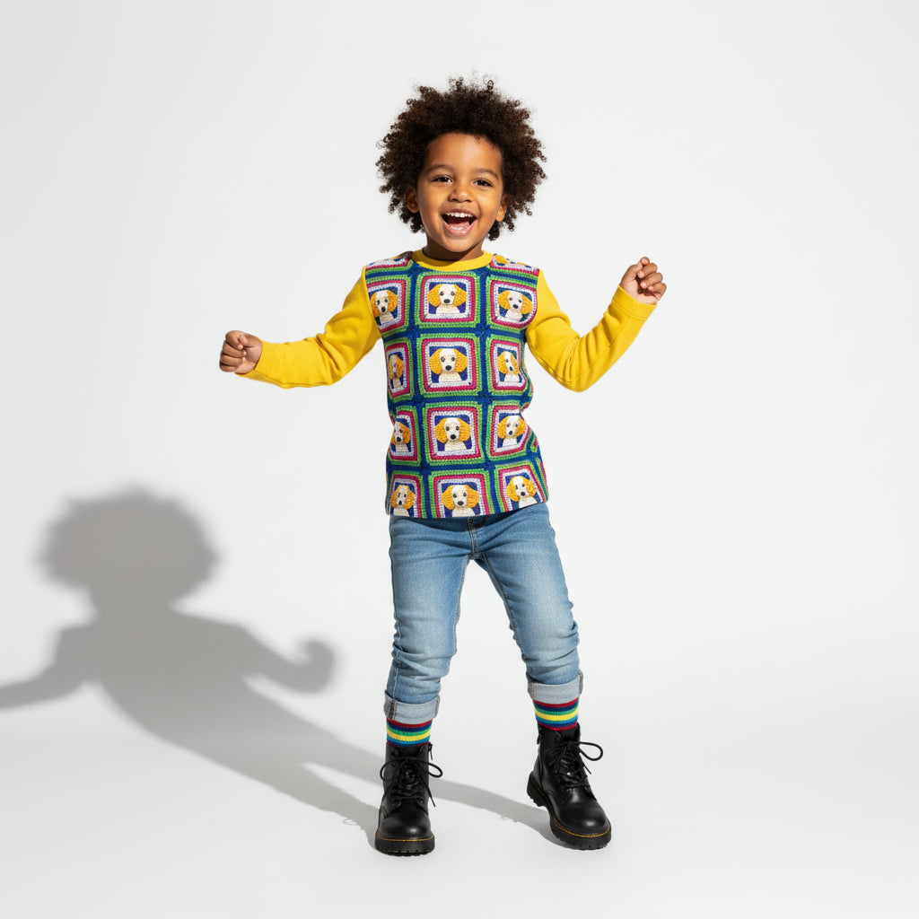 Puppy Portrait Top – Children’s Long Sleeve T-Shirt