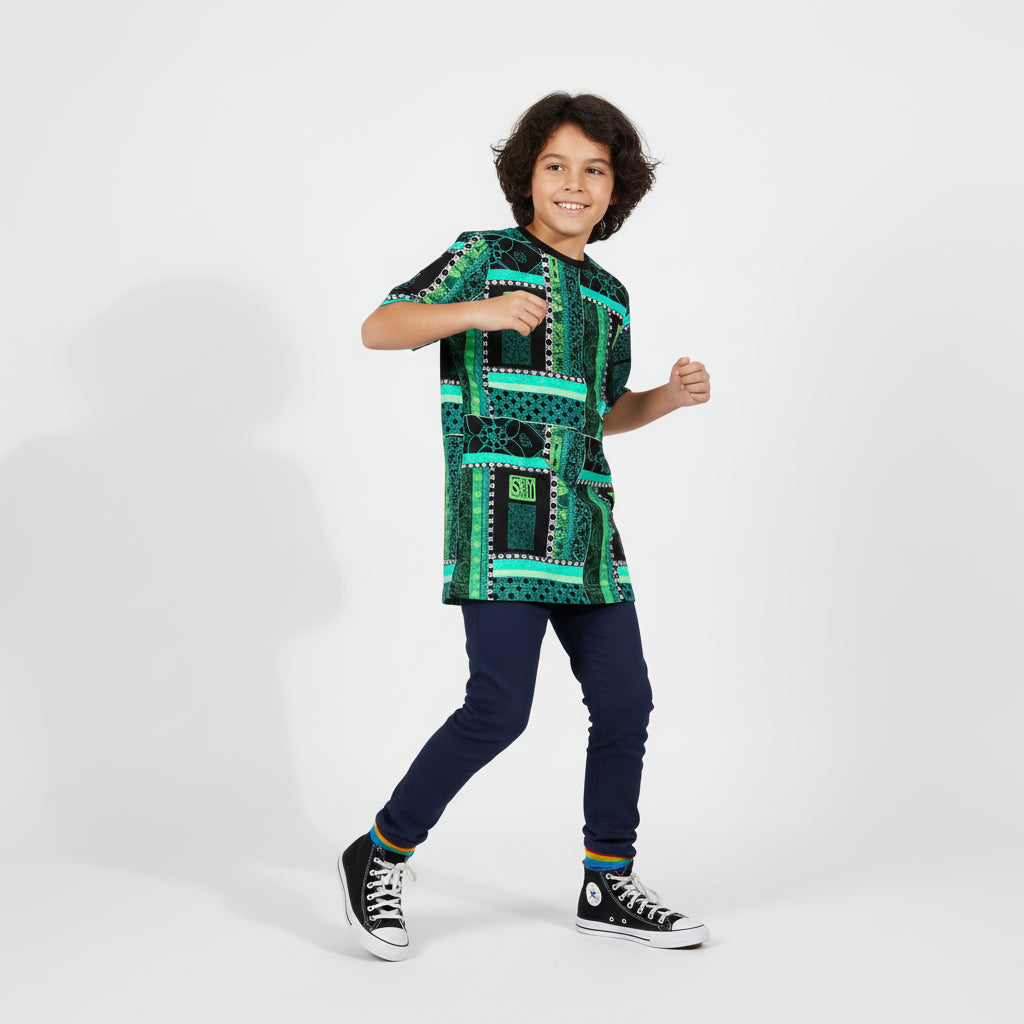 Green patterned childrens T-Shirt