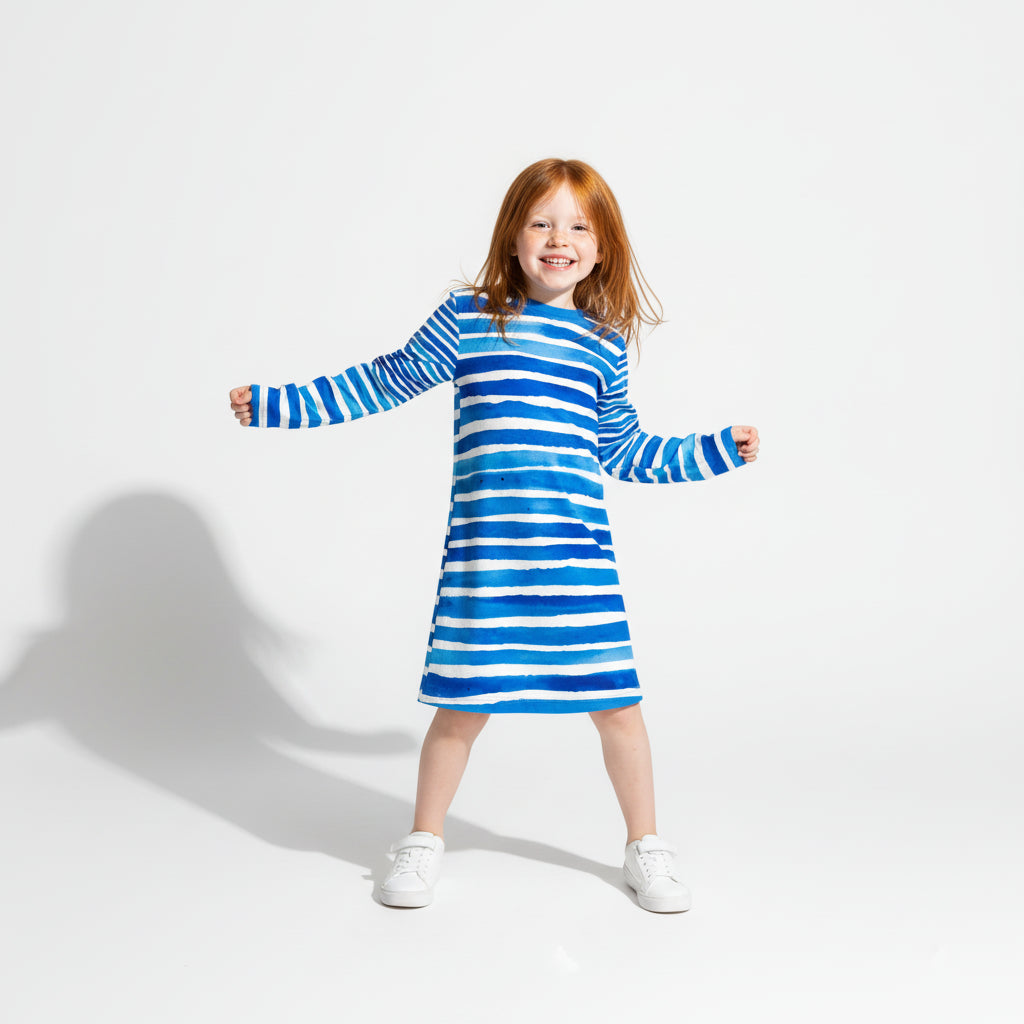 Blue Ink Stripe Tee Dress