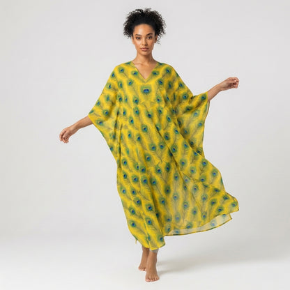 Caftan Yellow Peacock Feathers