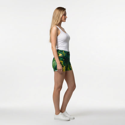 Regular Jean Shorts Green Leaves