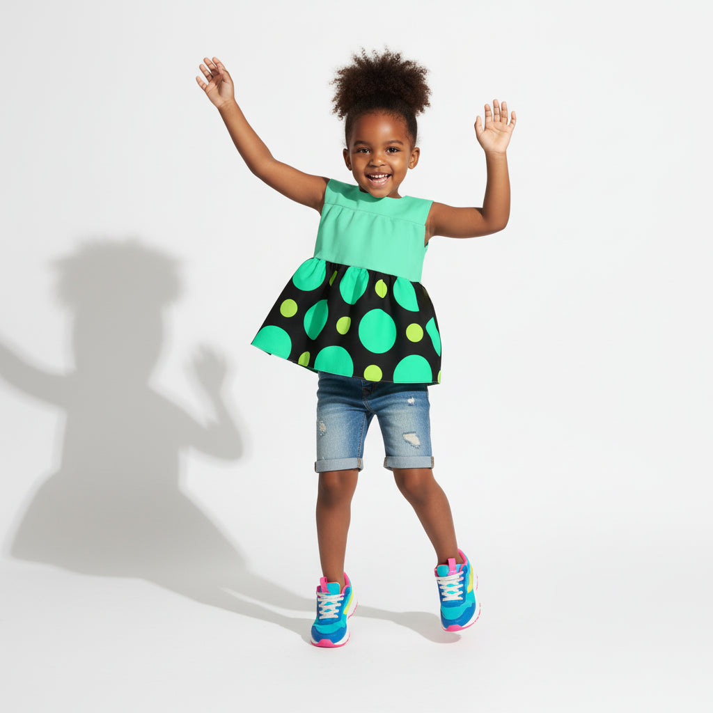 Girls Blue  Circle Top