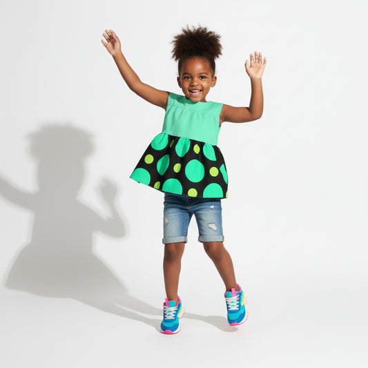 Girls Blue  Circle Top