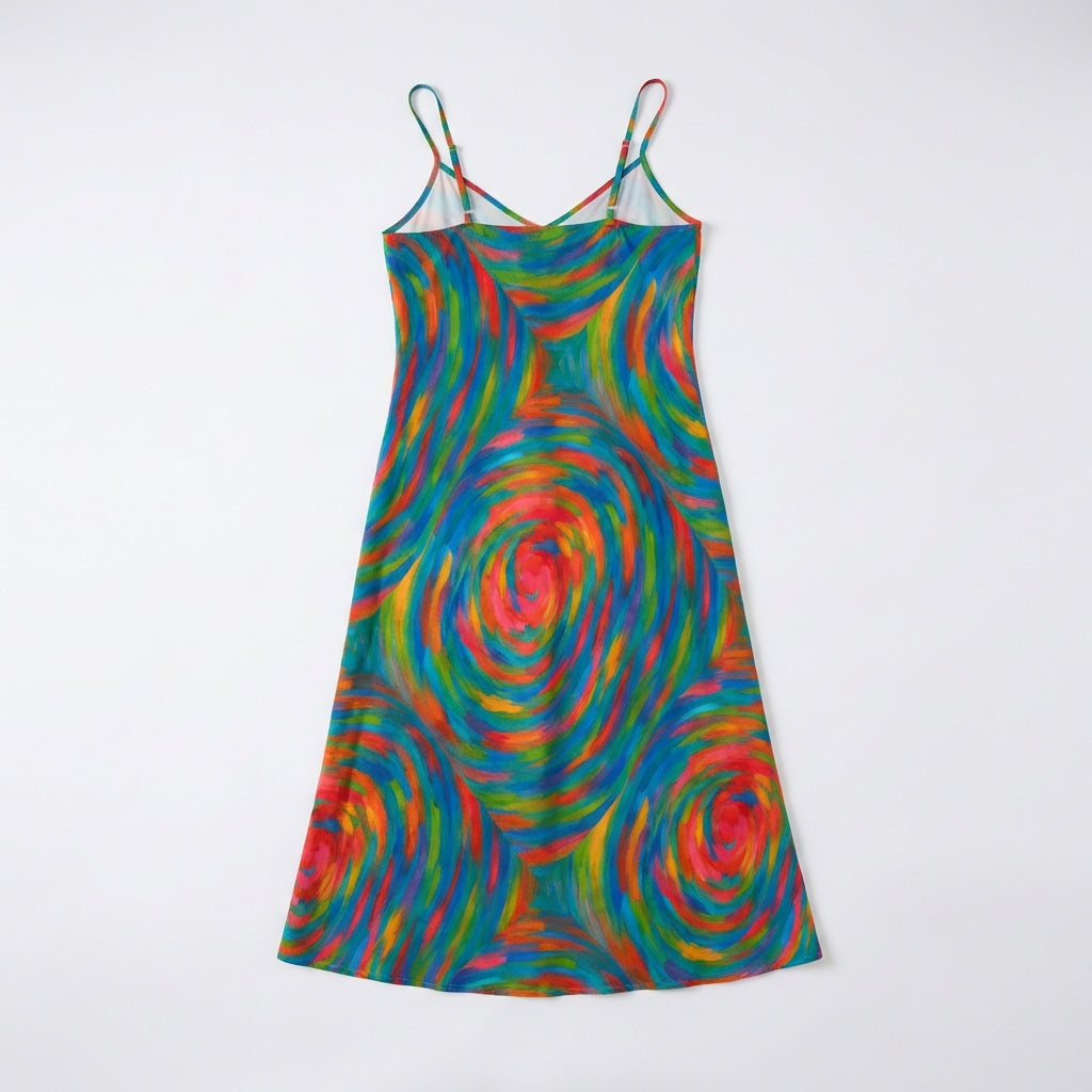 Bias Slip Dress Rainbow Circles