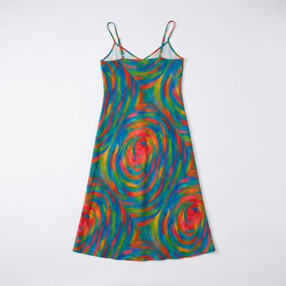 Bias Slip Dress Rainbow Circles