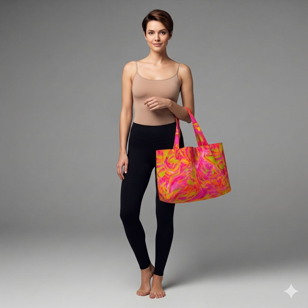 Large Tote Bag Pink Noodles