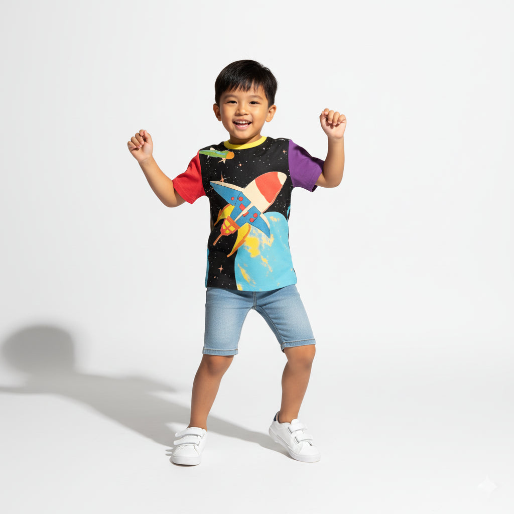 Color Block Retro Rocket Tee