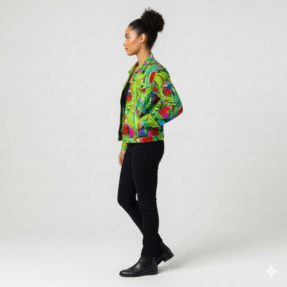 Demin Jacket Pink Water Lilies Jean Jacket