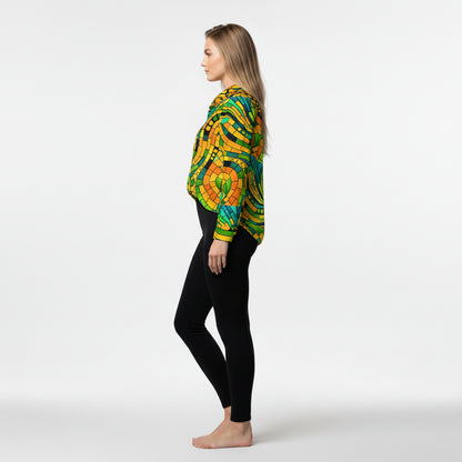 Women's Front Button Shirt Mosaic 11