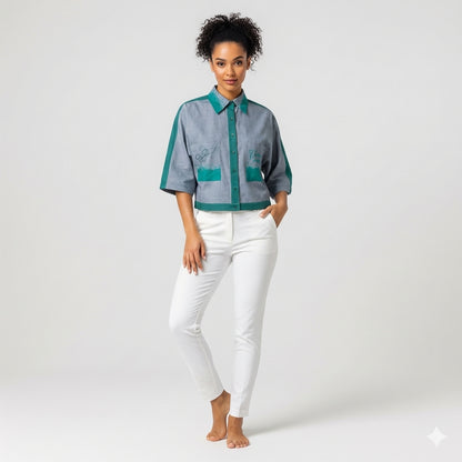 Kimono Sleeve Shirt in Lightweight Cotton Poplin