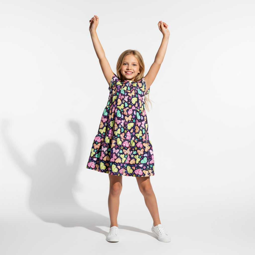 Butterflies Ruffled Dress