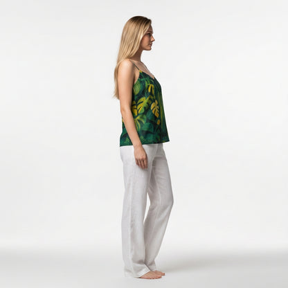 Camisole Green Leaves | Lightweight Organic Cotton Voile