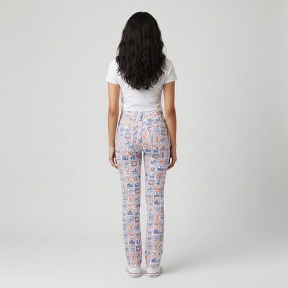 Slim Jeans in Nautical Print Heavyweight Stretch Denim