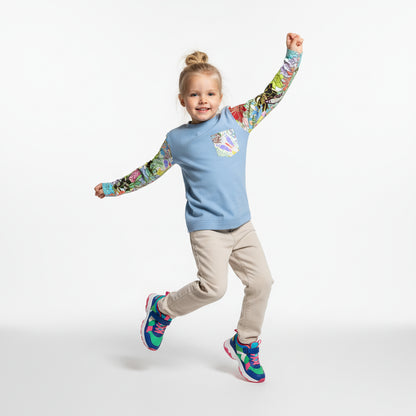 Unisex Blue and Floral print Long Sleeve