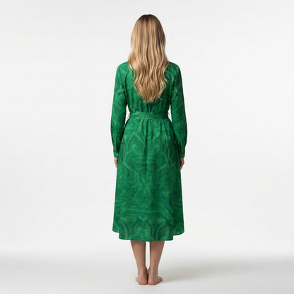 Button Front Shirt Dress Dark Green Noodles