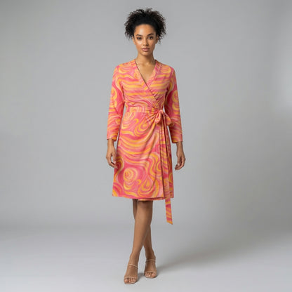 Wrap Dress Sunset Swirls