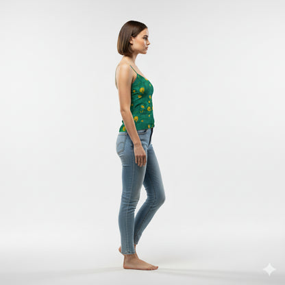 Camisole Yellow Flowers in Lightweight Organic Cotton Voile